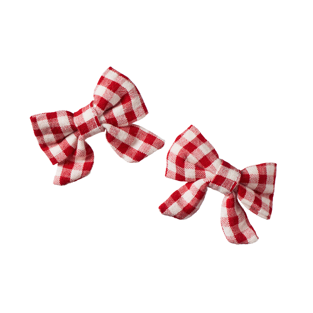 Nature Baby Small Bow Hair Clips Red Check 2pack