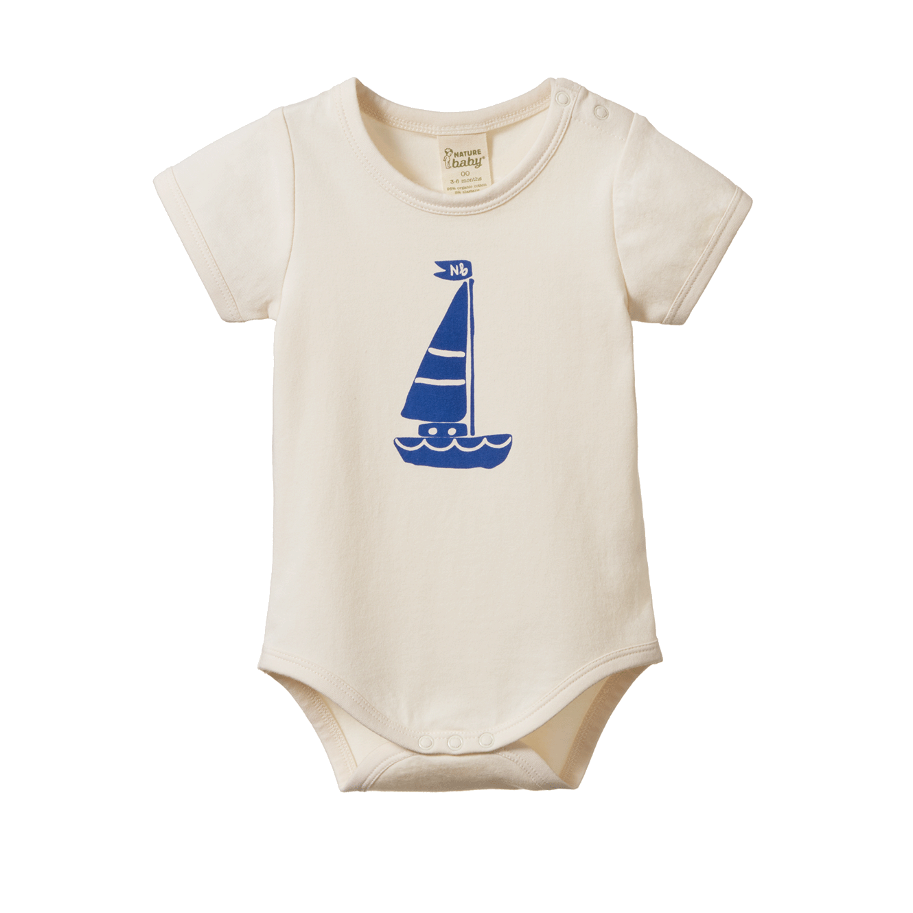 Nature Baby Stretch Jersey Short Sleeve Bodysuit Sail Boat Print