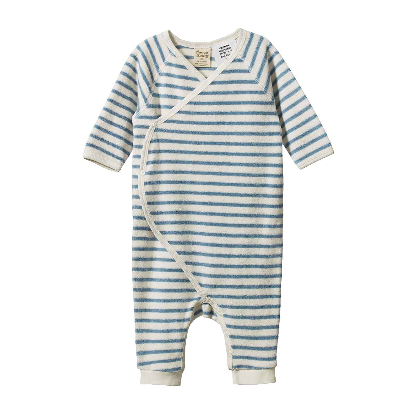 Nature Baby Kimono Stretch & Grow Terry Powder Blue Sailor Stripe