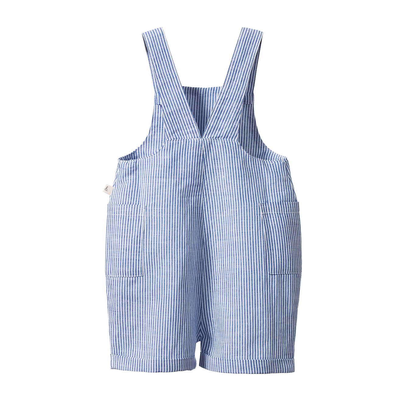 Nature Baby Tucker Shortie Overalls Linen Blue Stripe