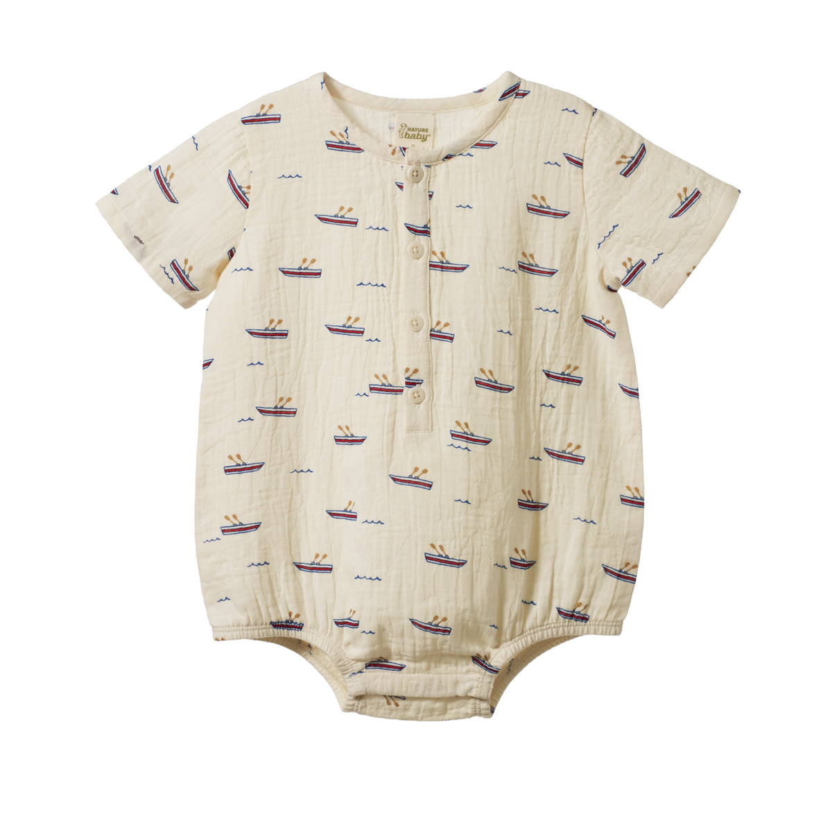 Nature Baby Monty Suit Muslin Row Boats Print