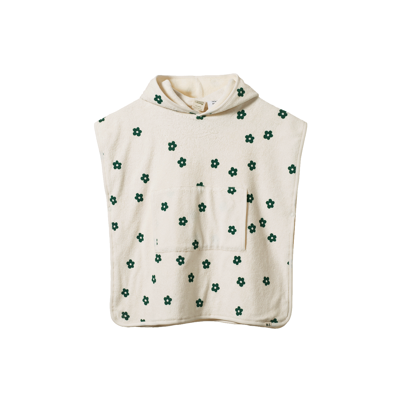 Nature Baby Organic Cotton Poncho Towel Flora Natural Print