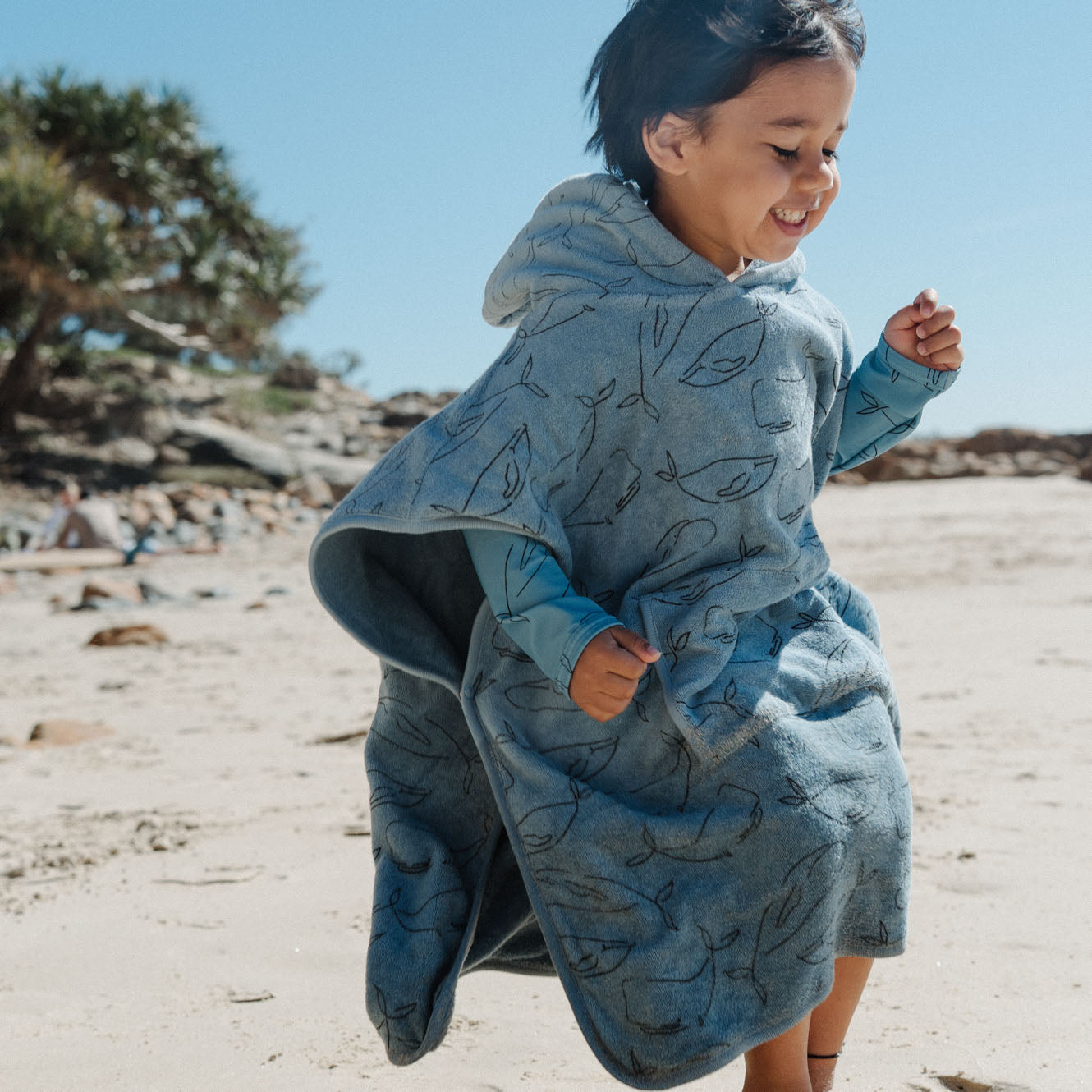 Nature Baby Organic Cotton Poncho Towel Blue Whale Print
