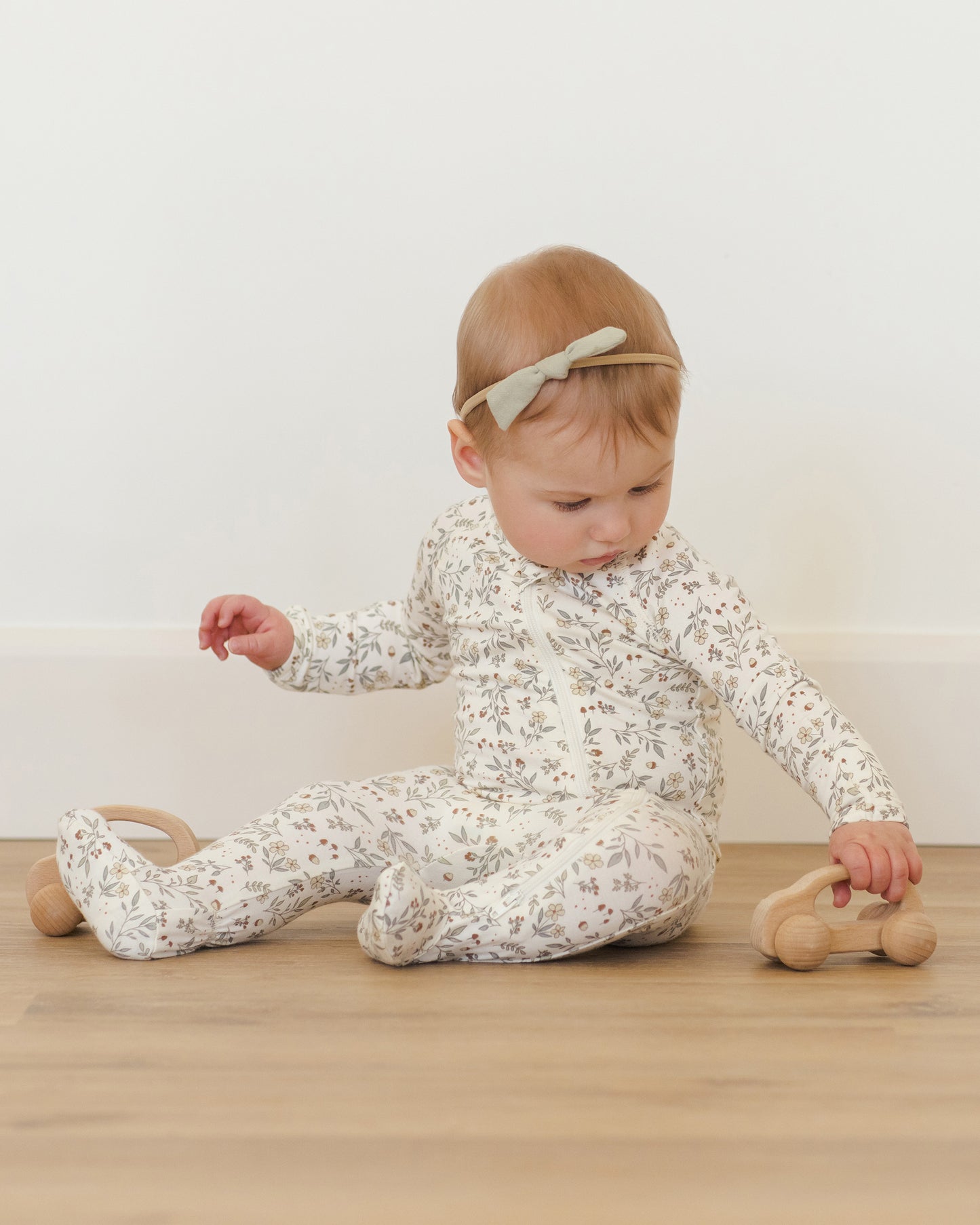 Quincy Mae Bamboo Zip Footie | Woodland *Pre-Order*