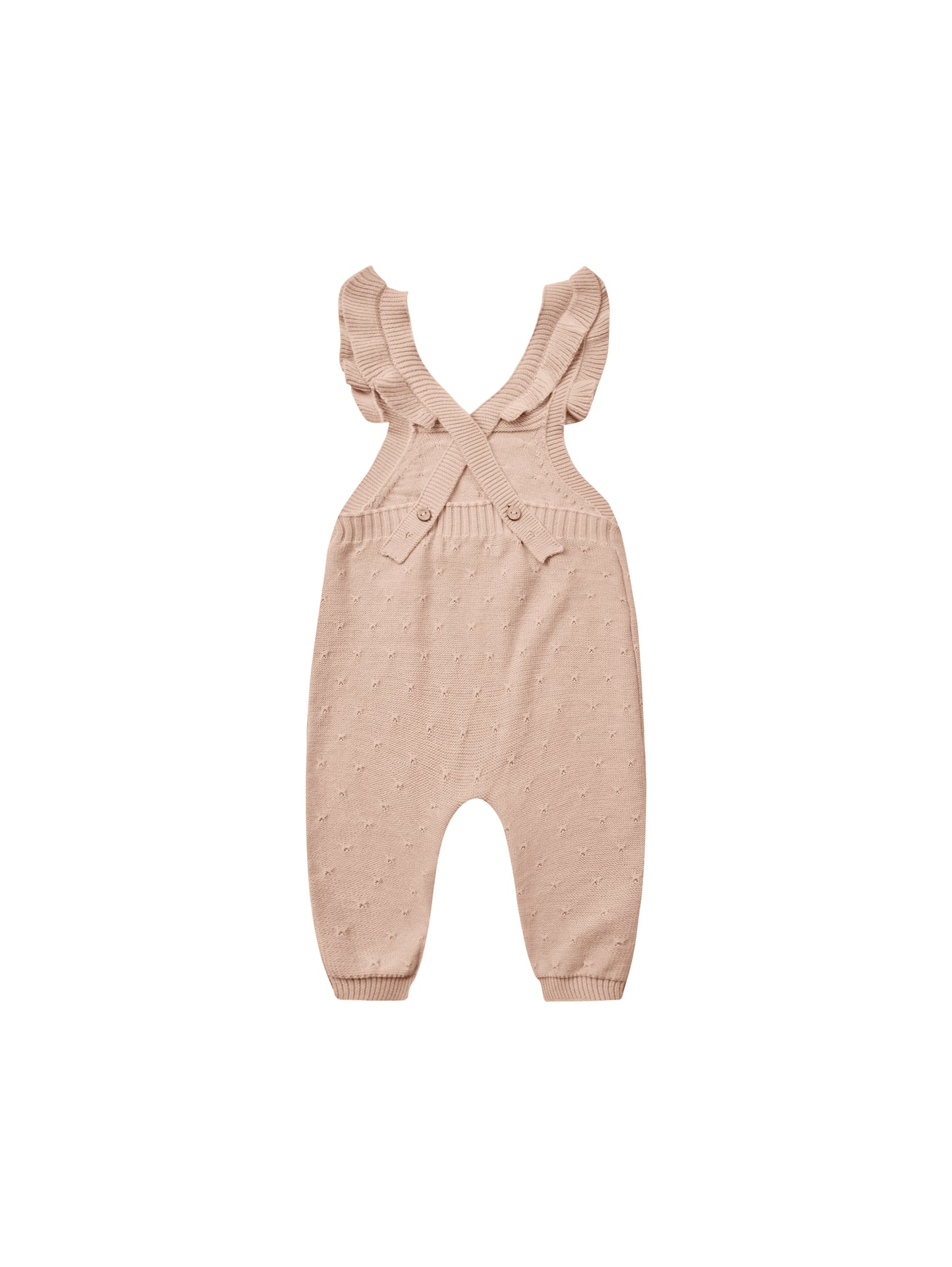 Quincy Mae Pointelle Knit Overalls Blush