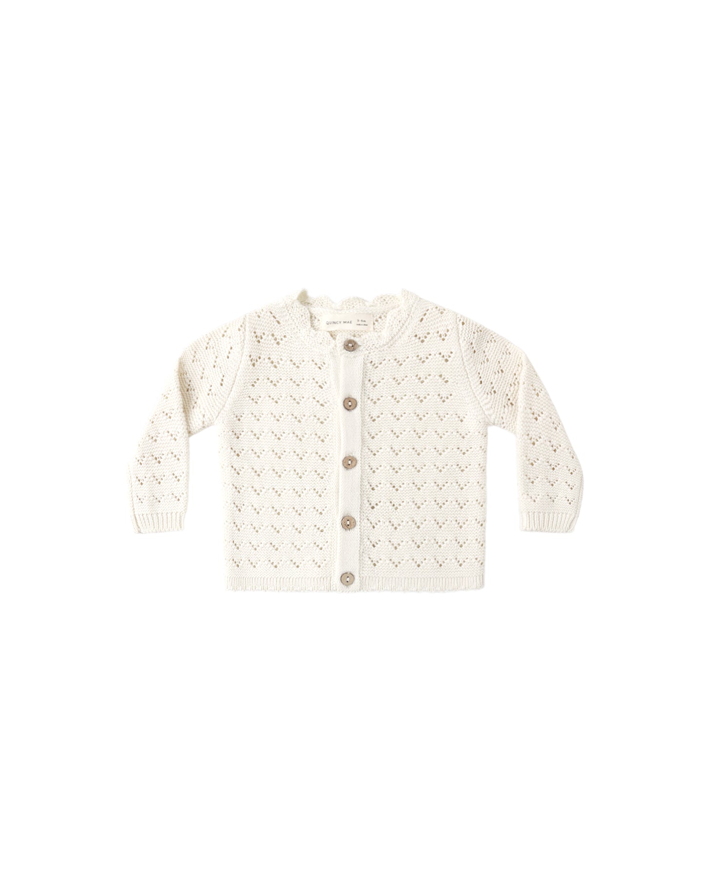 Quincy Mae Scalloped Cardigan Natural