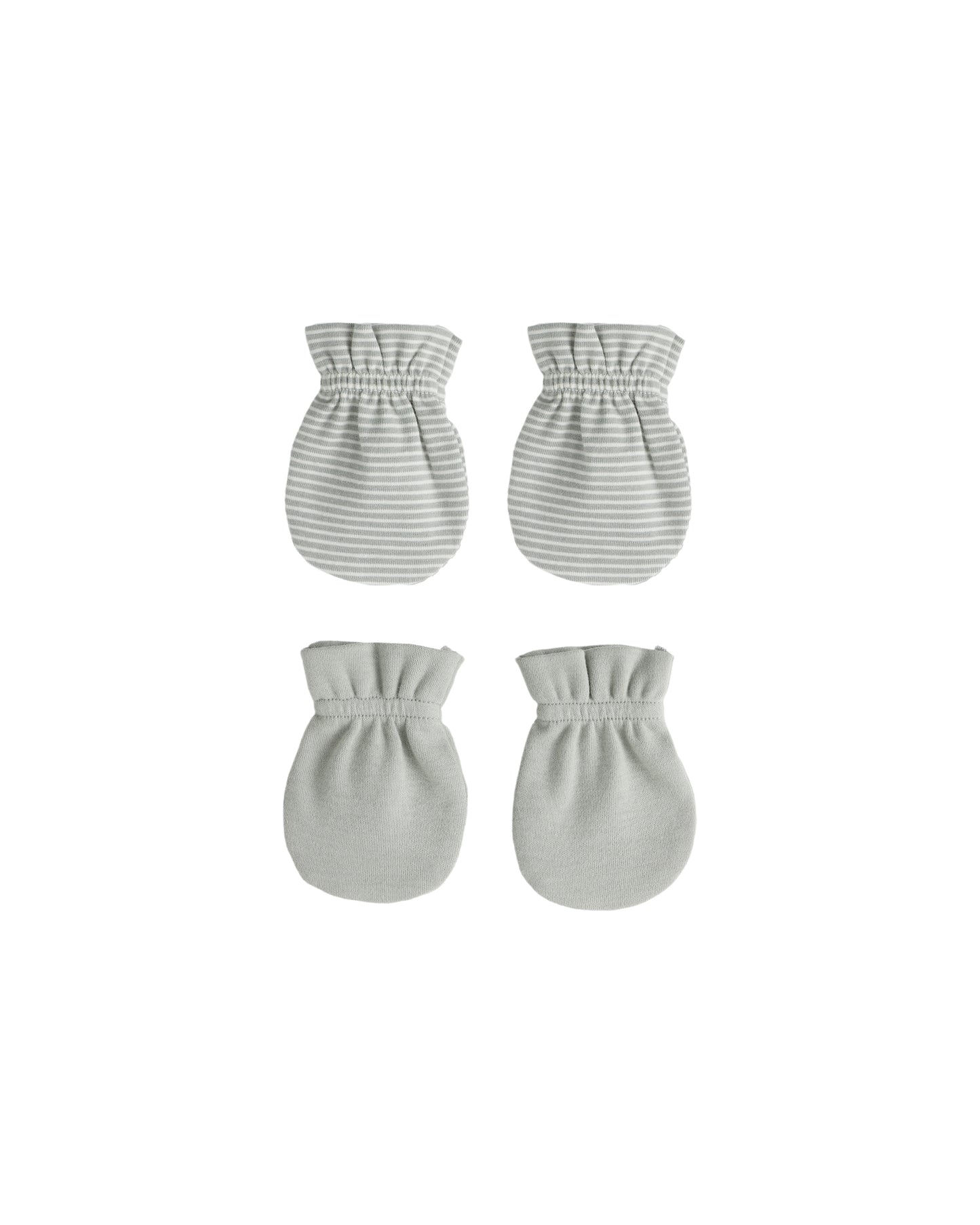 Quincy Mae No Scratch Mittens Set Sage Micro Stripe | Sage