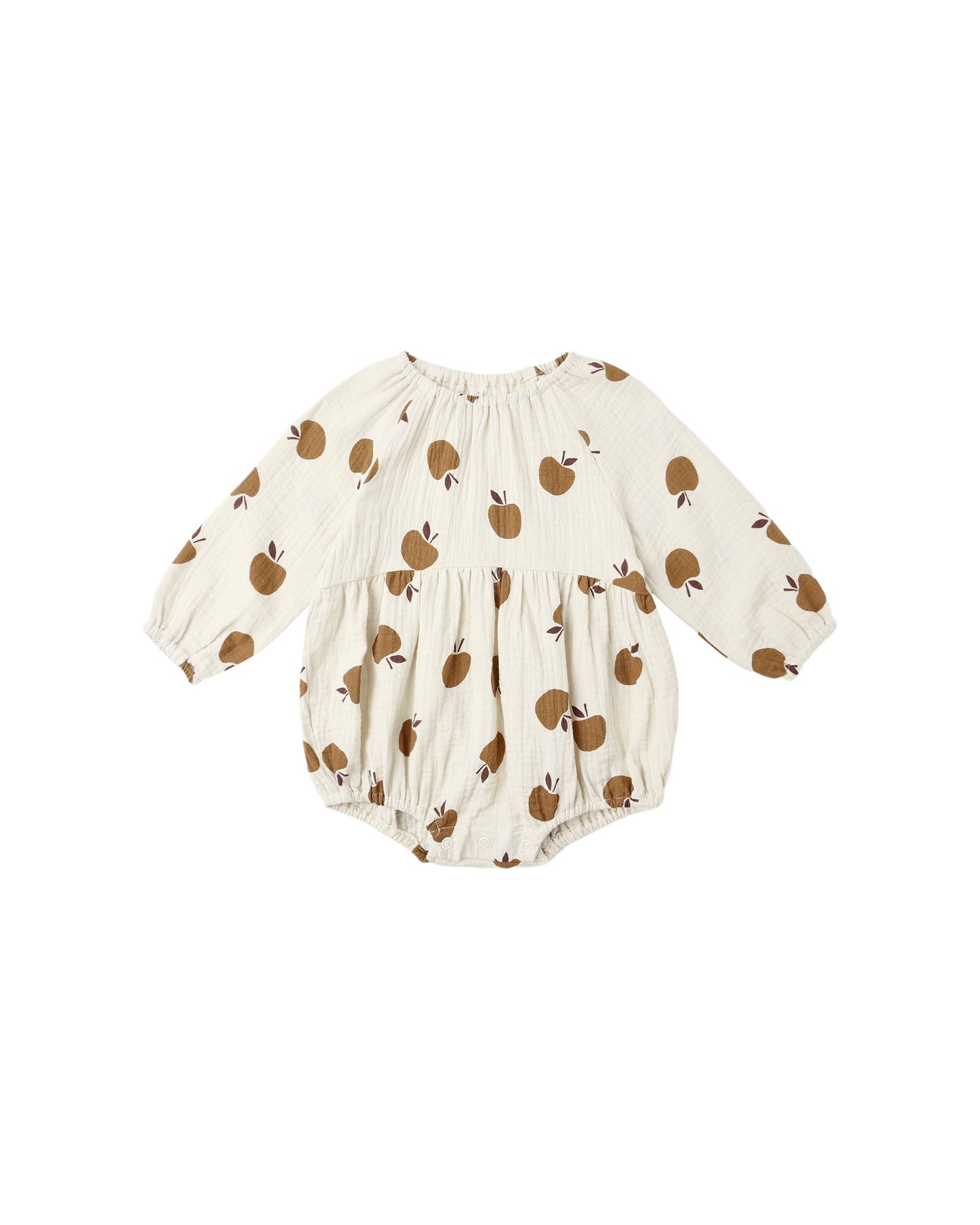Rylee + Cru Long Sleeve Bubble Romper | Golden Apples *Pre-Order*