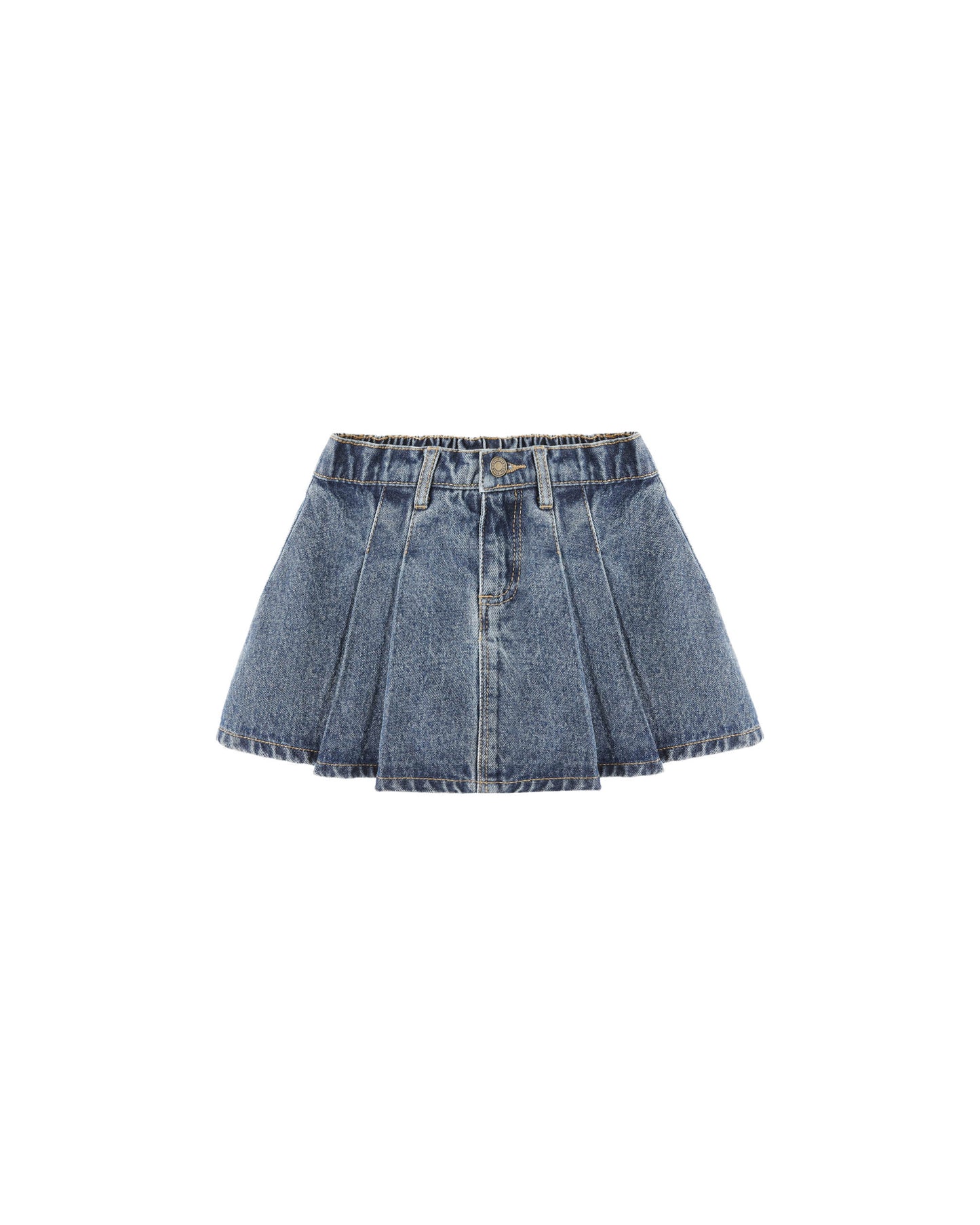 Rylee + Cru Pleated Denim Skirt | Indigo Denim *Pre-Order*