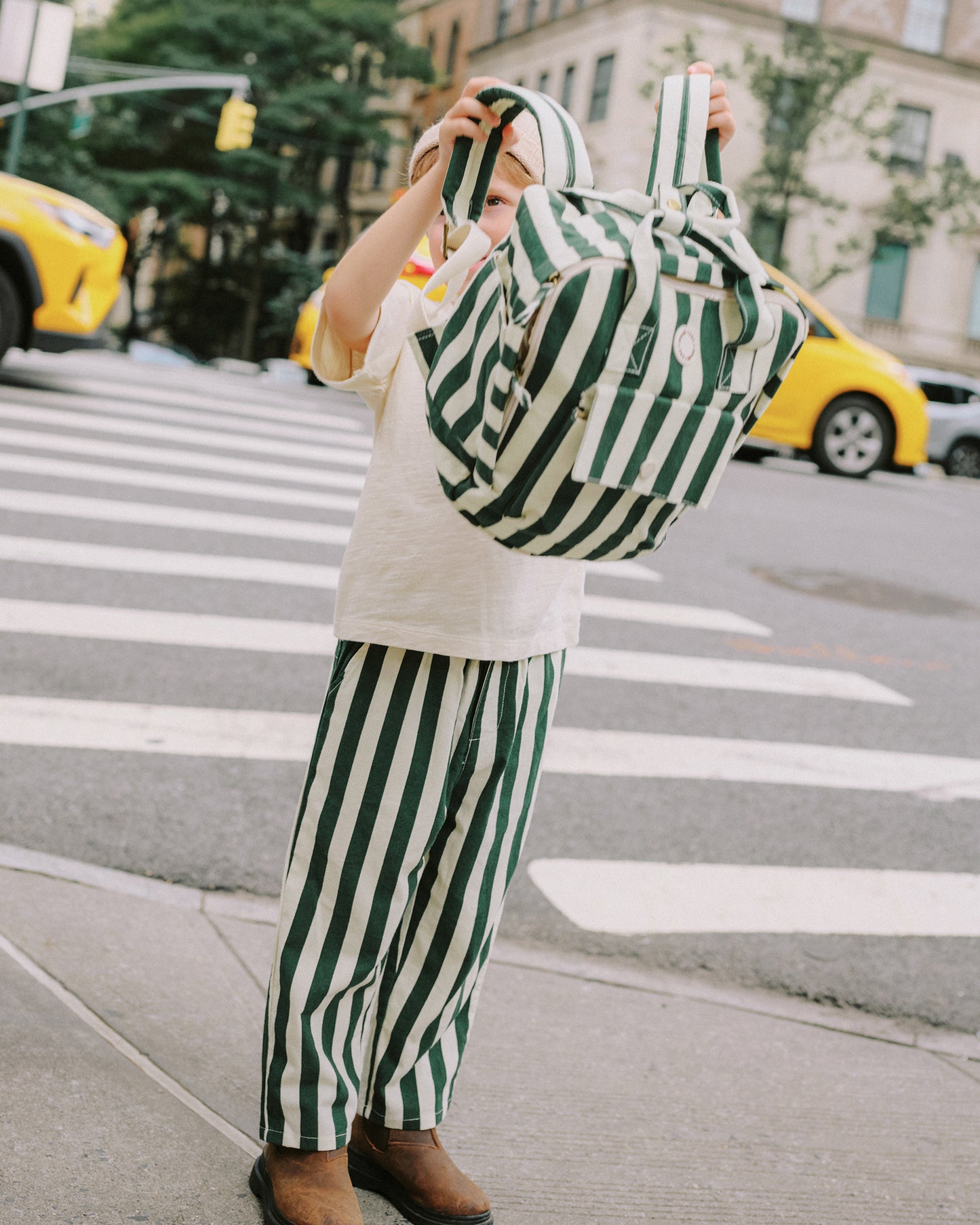 Rylee + Cru Baggy Pant Green Stripe