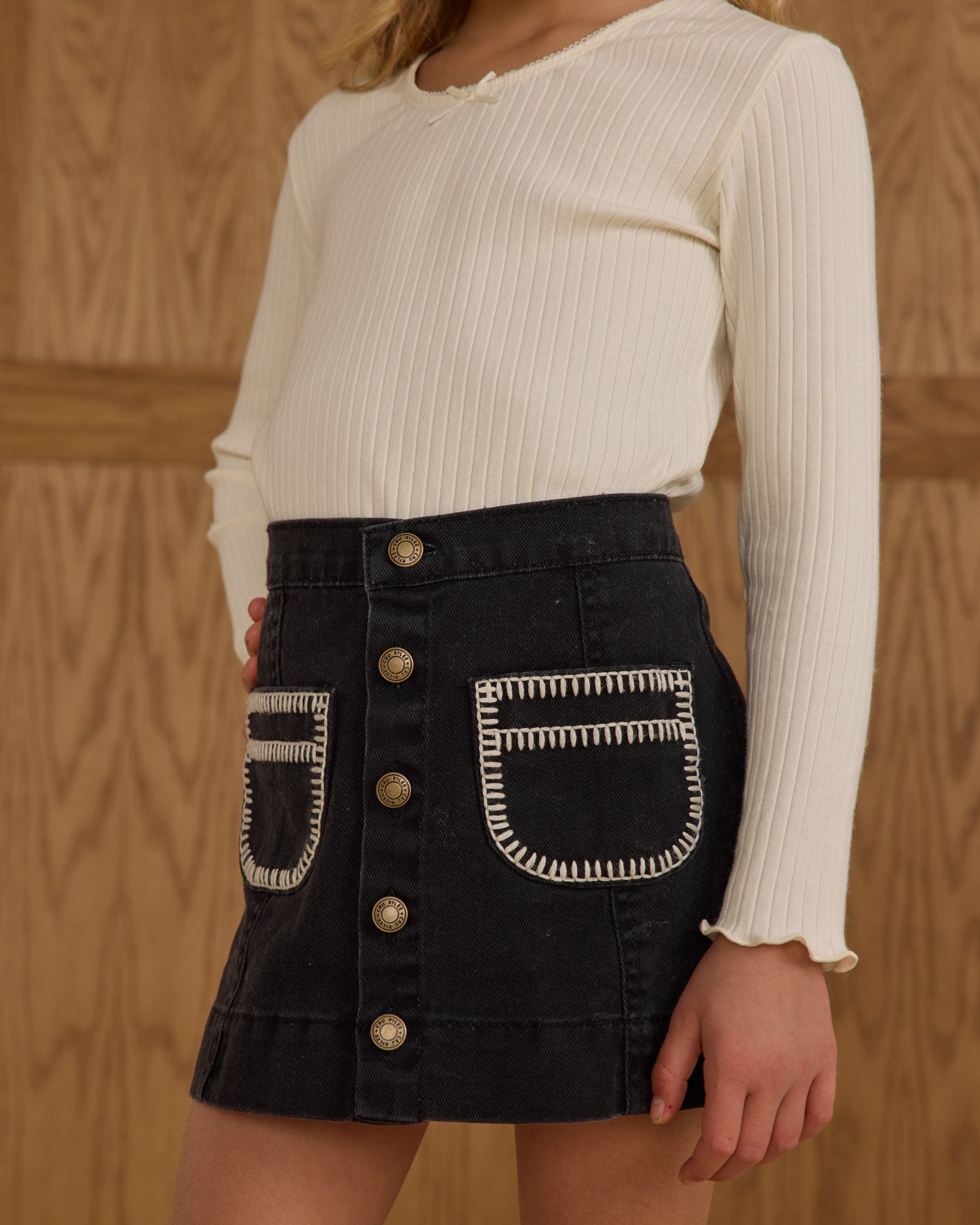 Rylee + Cru Denver Mini Skirt Washed Black