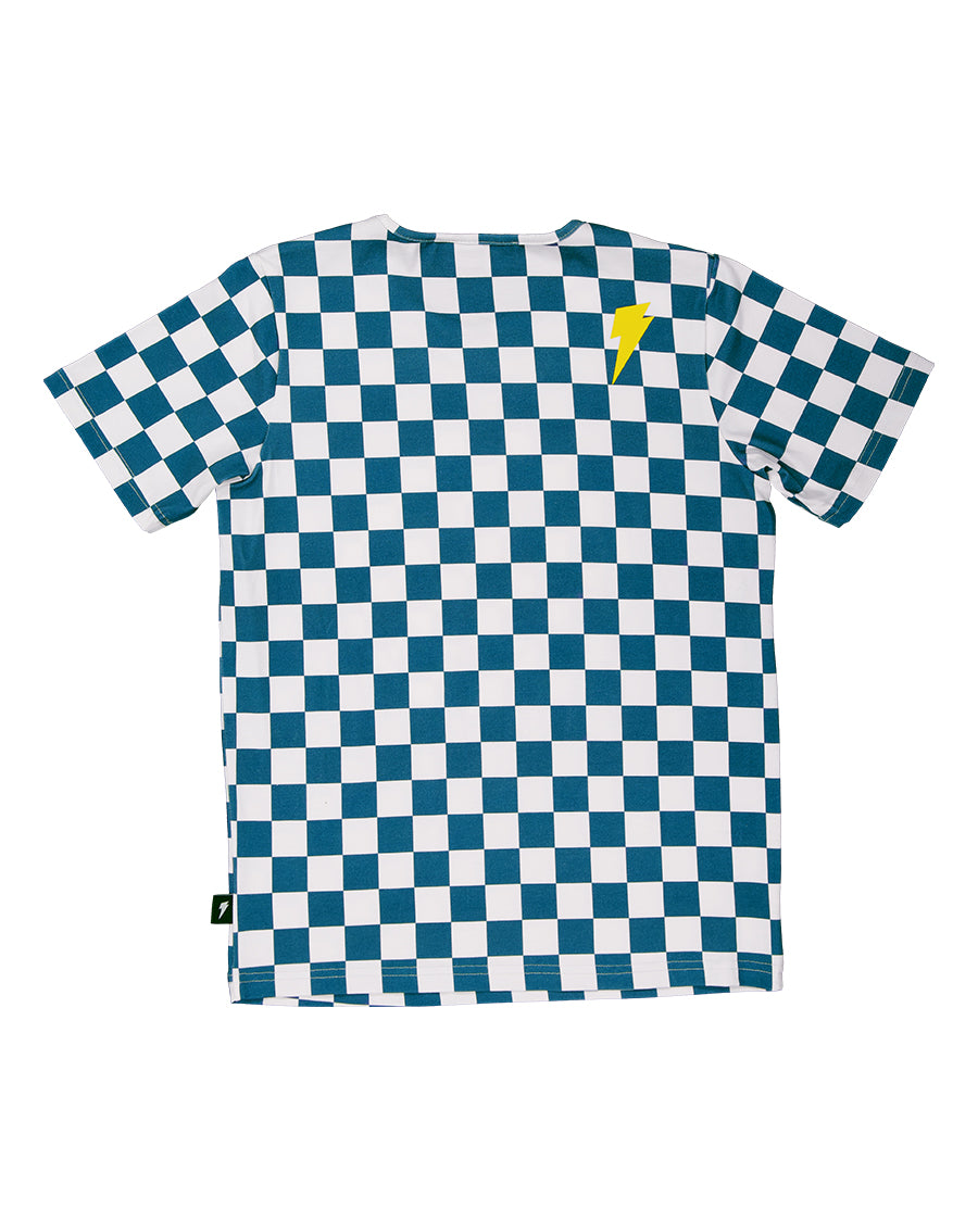 Radicool Smiley Chequerboard Tee Petrol | White