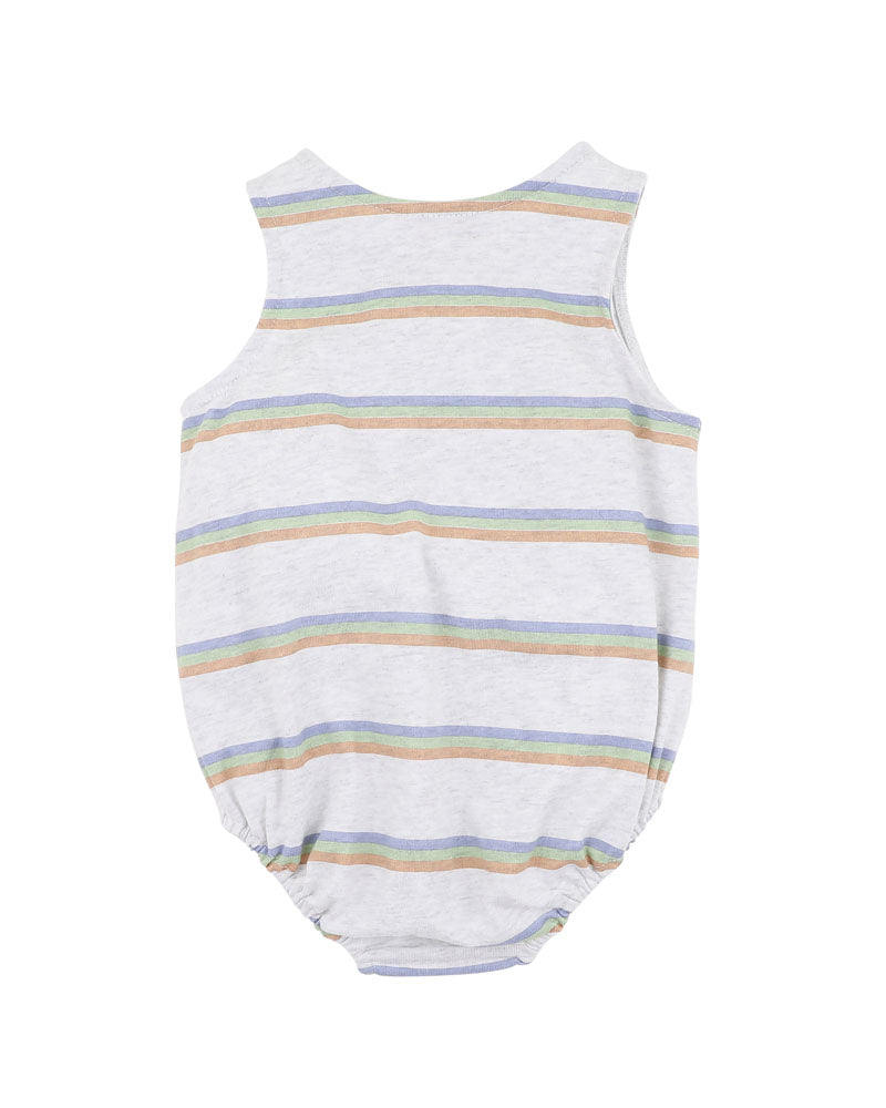 Minihaha Wildlings Stripe Dog Bodysuit Grey Marl