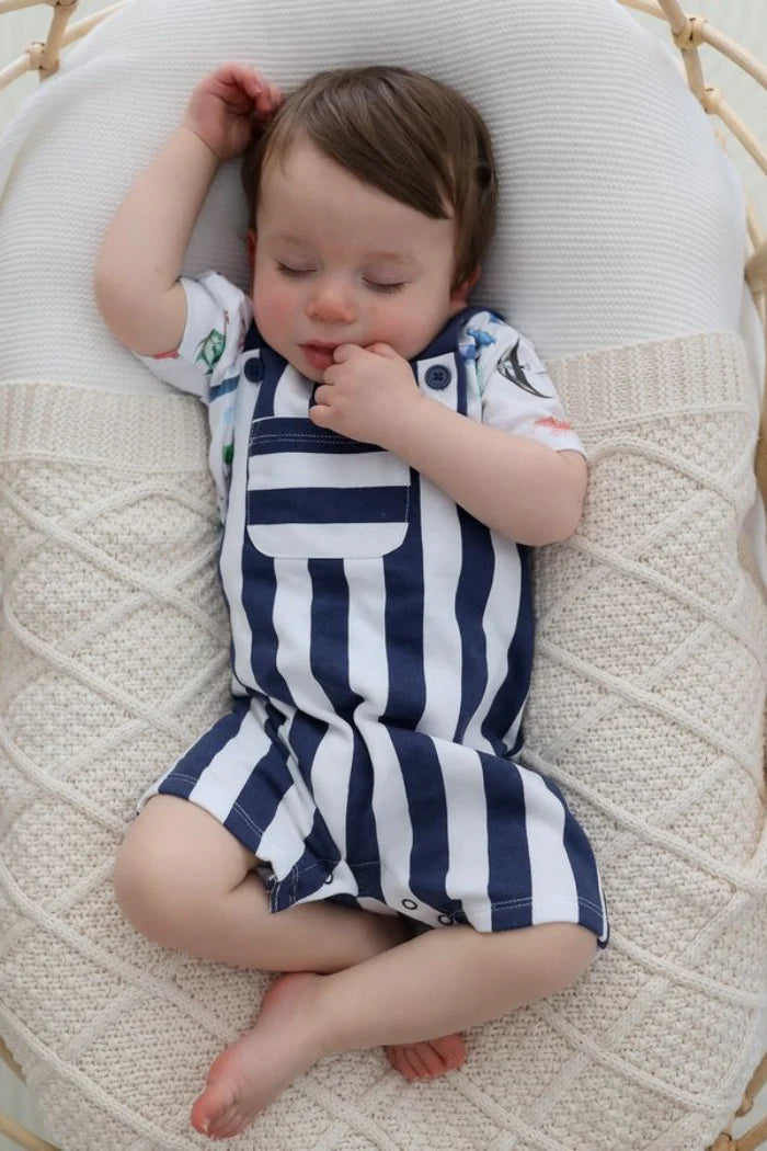 Milky Baby Stripe Fleece Overall