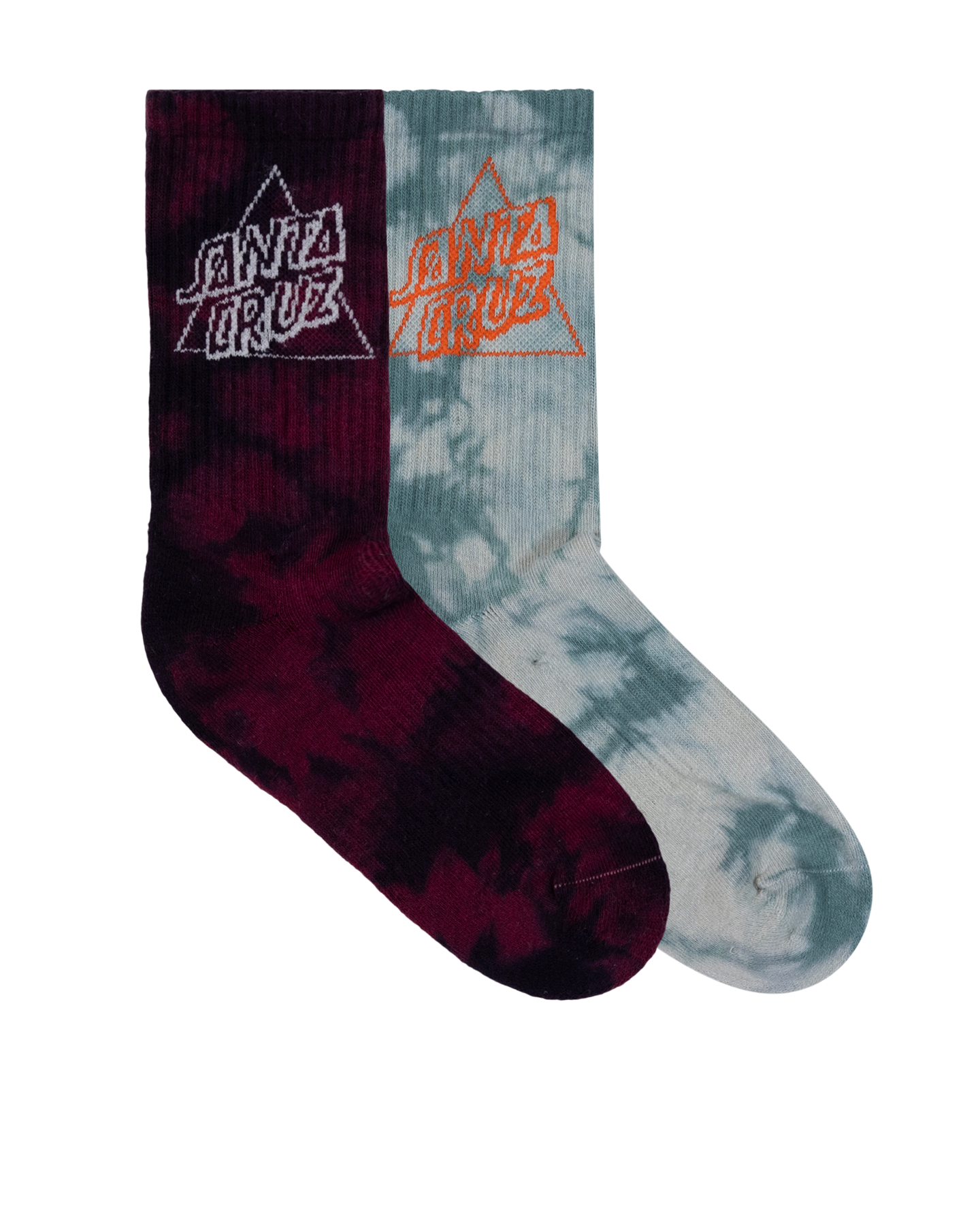 Santa Cruz Not A Dot Crew Sock 2pack Maroon Tie Dye | Slate Tie Dye