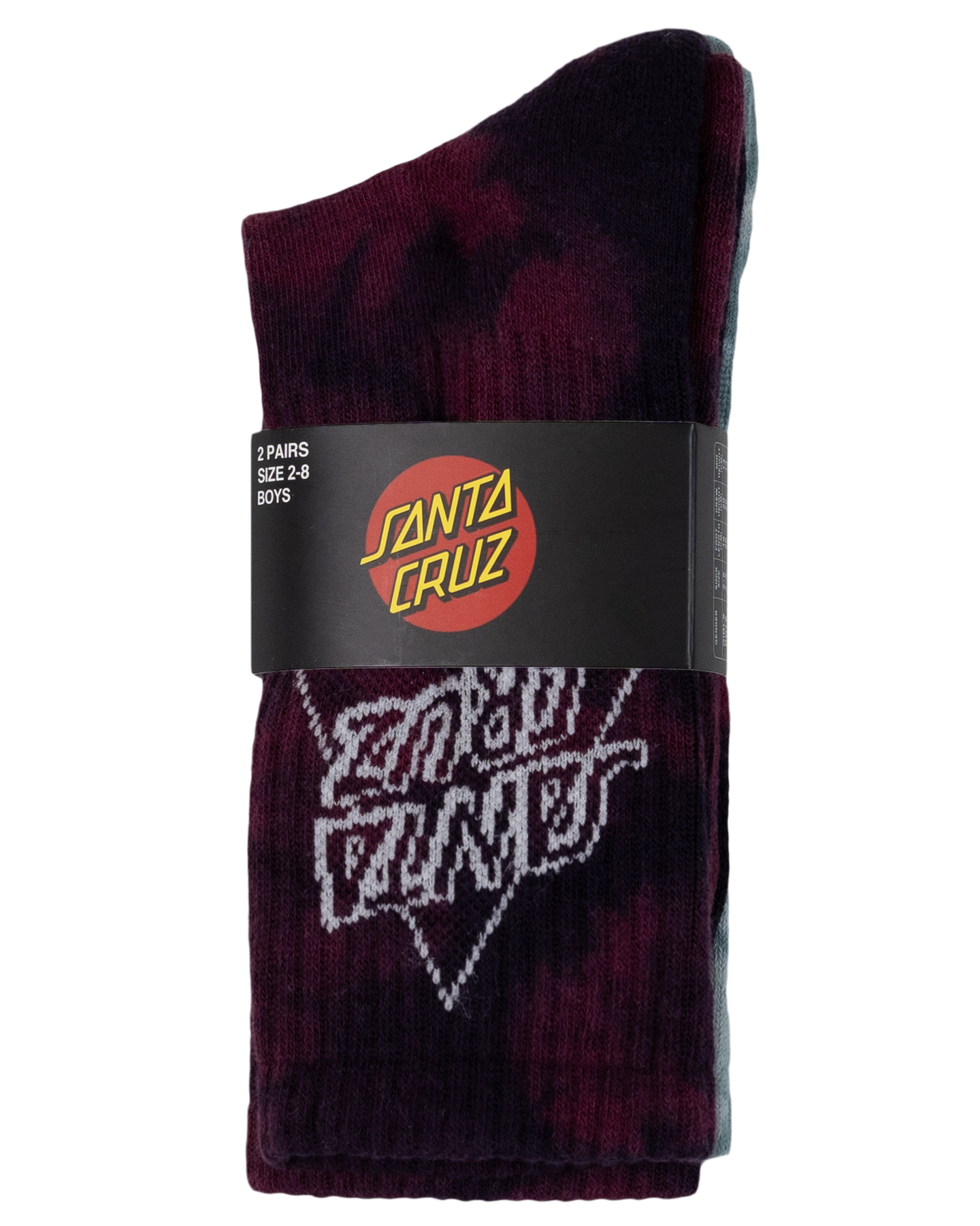 Santa Cruz Not A Dot Crew Sock 2pack Maroon Tie Dye | Slate Tie Dye
