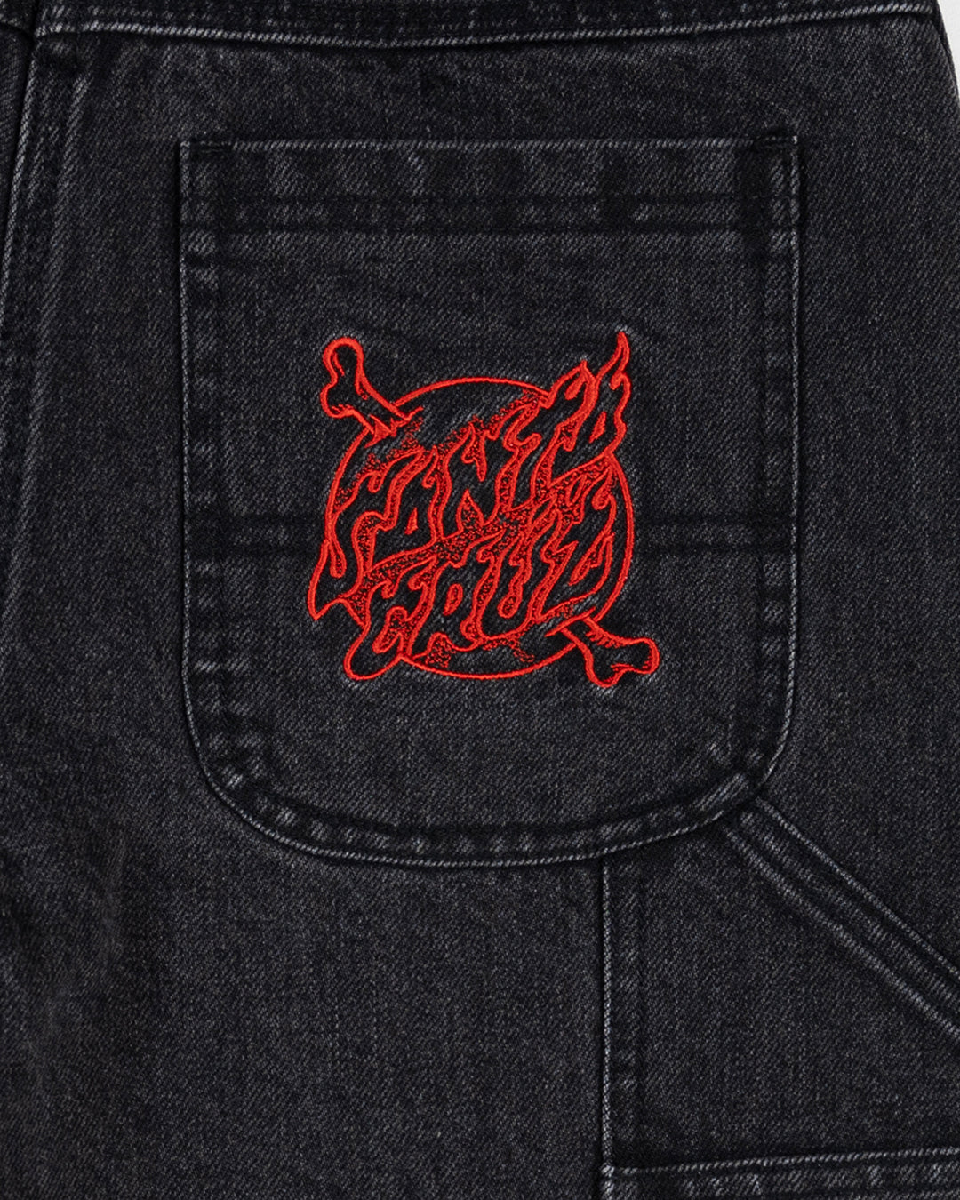 Santa Cruz Crossbone Dot Mono Jean Short Washed Black