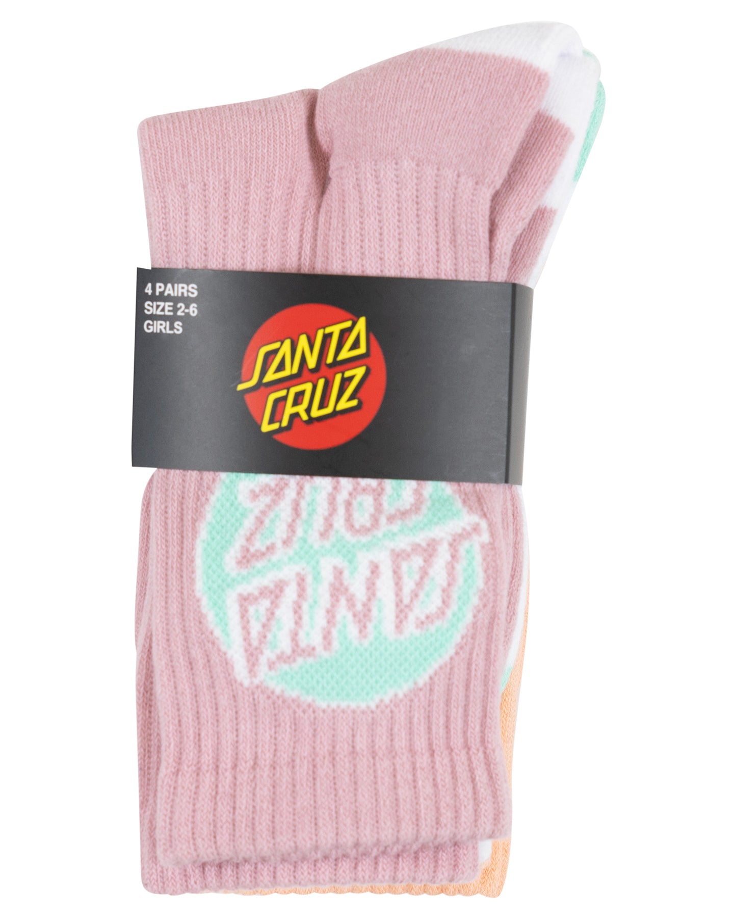 Santa Cruz Other Dot Crew Sock 4 Pack Pink | White | Orange