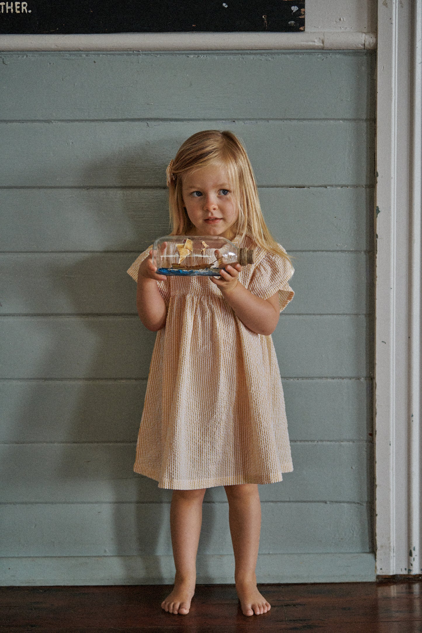 Nature Baby Bonnie Dress Golden Stripe