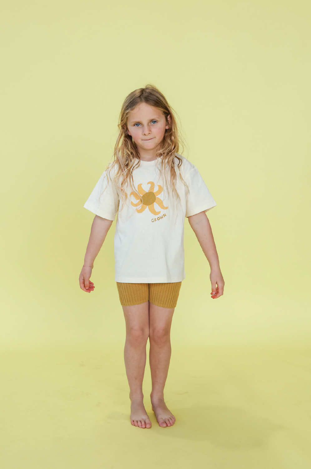 Grown Knitted Rib Bike Shorts Mustard