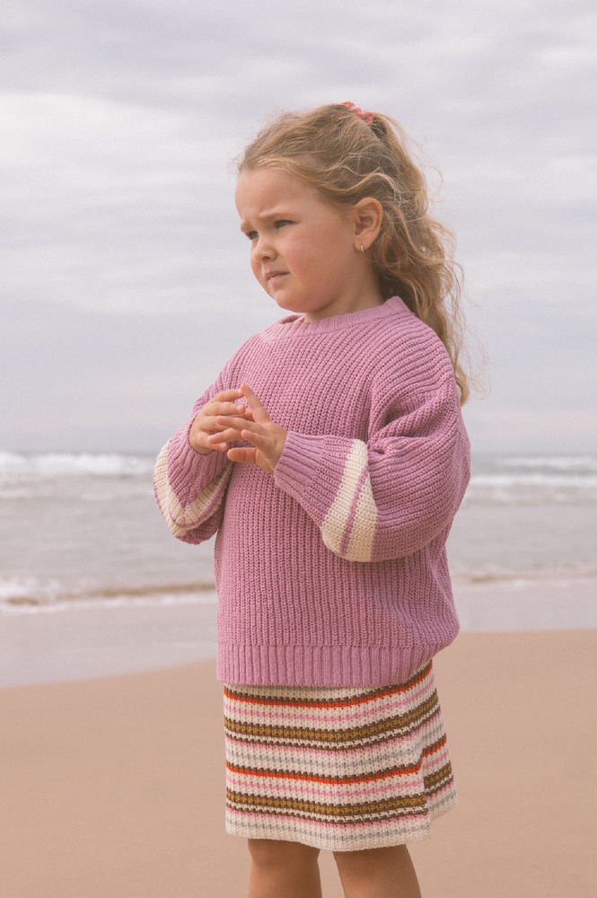 Grown Chunky Rib Pull Over Raspberry