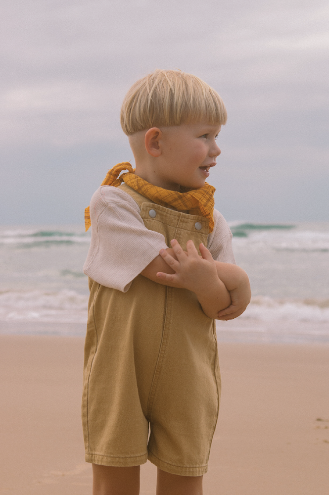 Grown Everyday Twill Short Overalls Mustard