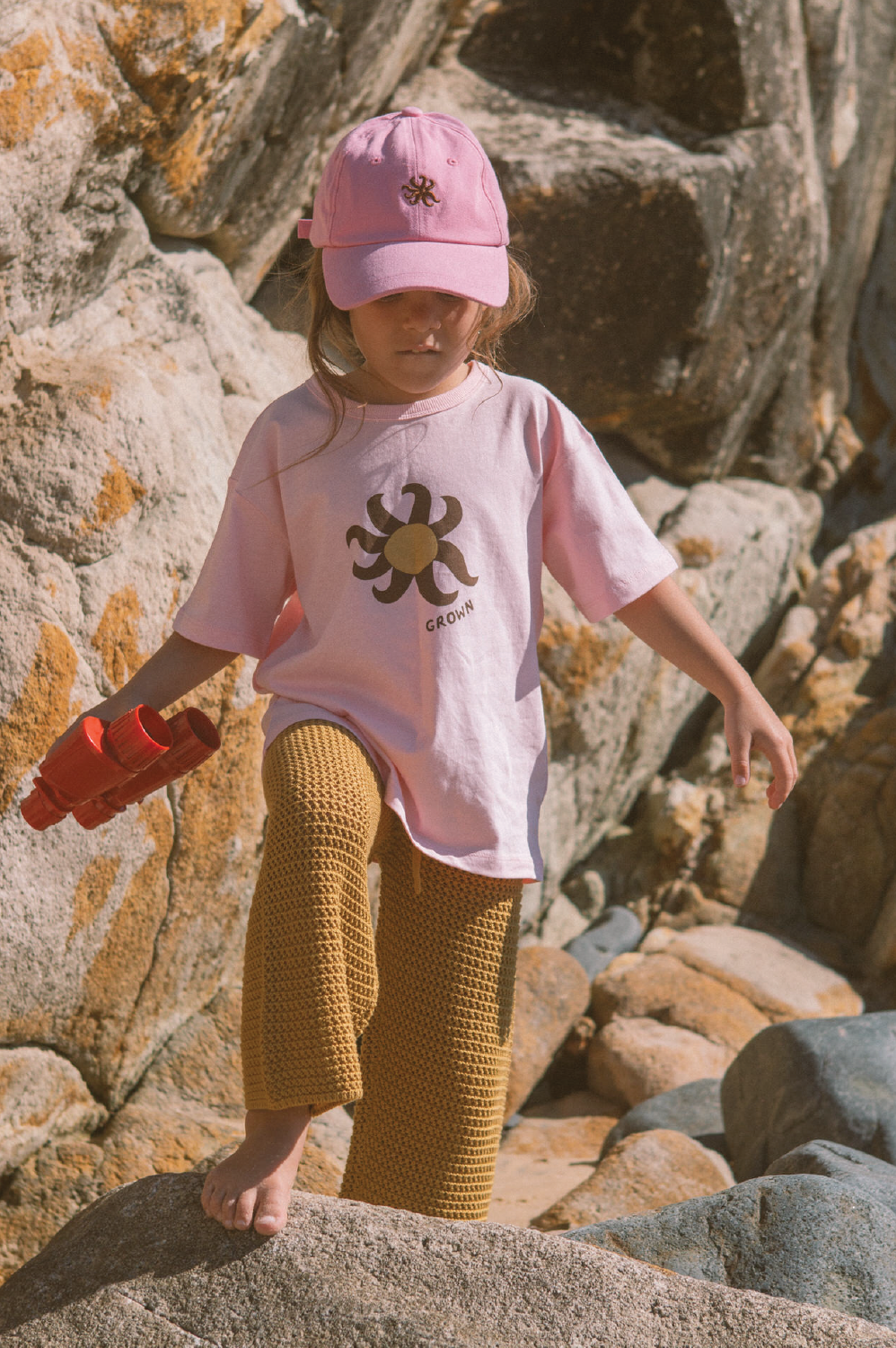 Grown Open Knit Pants Mustard