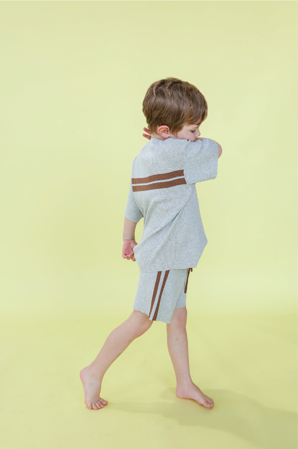 Grown Striped Ribbed Shorts Grey