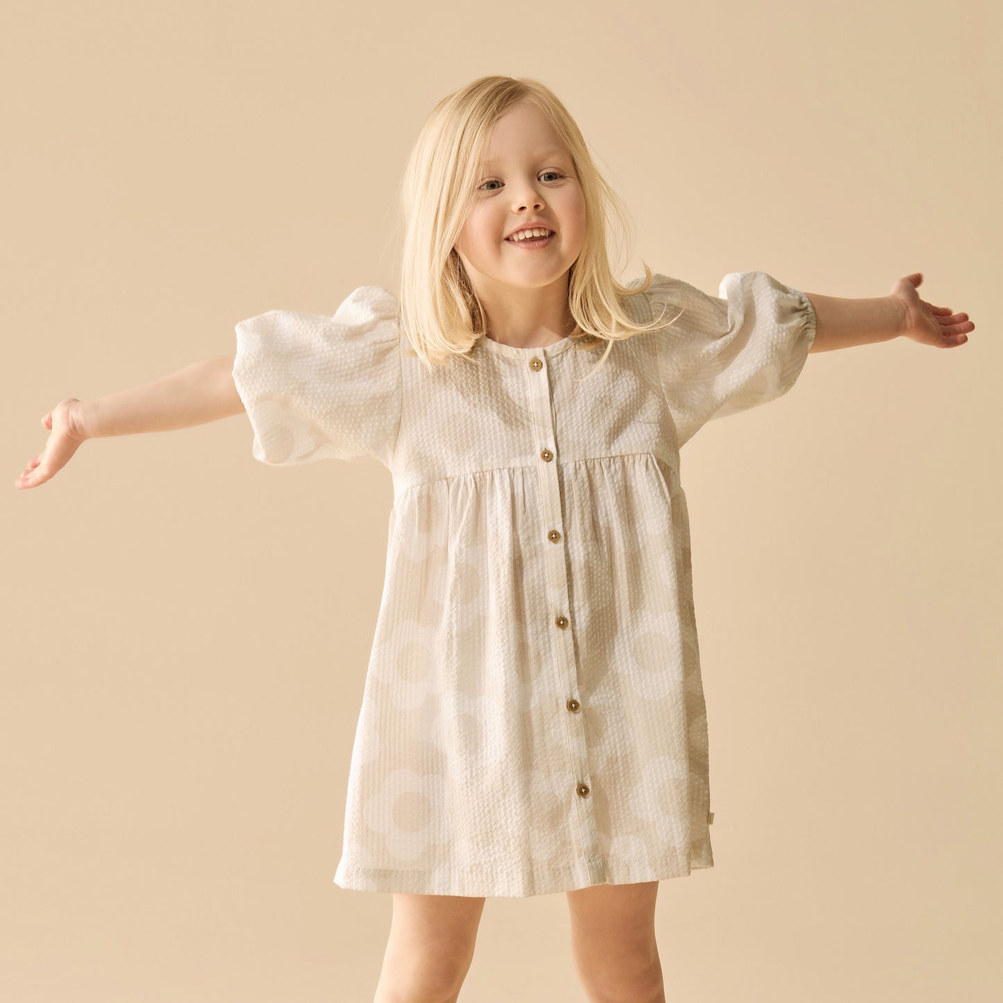 Wilson & Frenchy Organic Button Dress Daisy Bloom