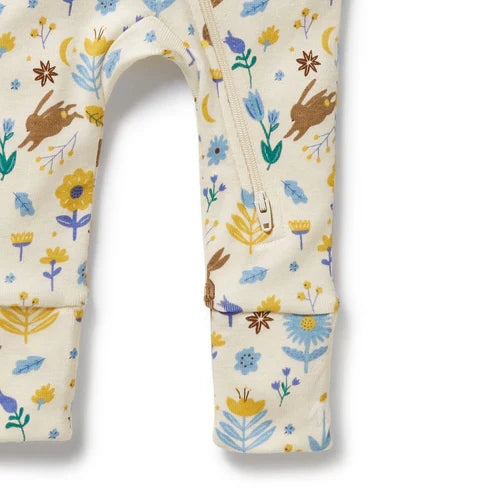 Wilson & Frenchy Organic Zipsuit with Feet Daisy Mae