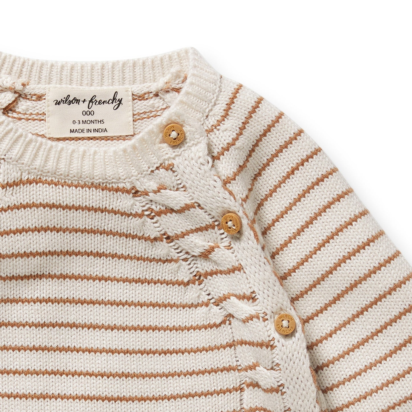 Wilson & Frenchy Organic Knitted Kimono Cardigan Cinnamon Stripe