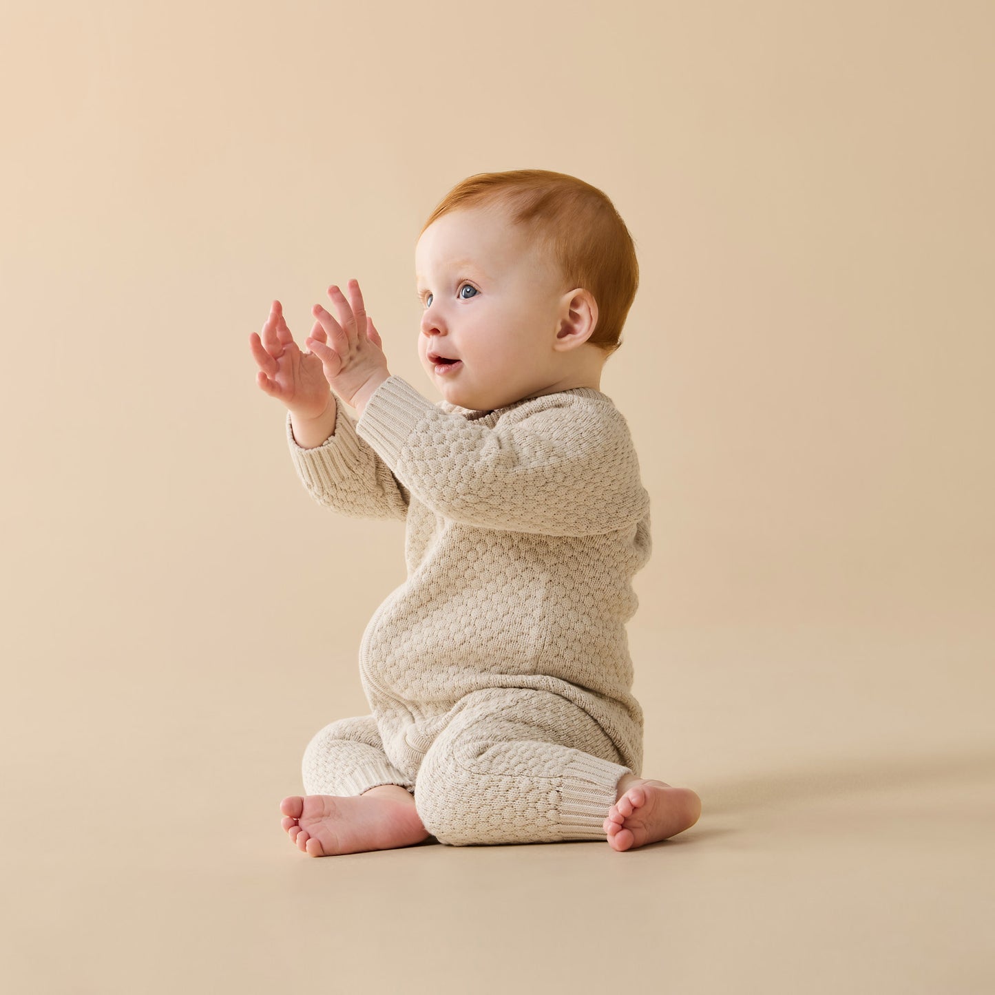 Wilson & Frenchy Organic Knitted Bauble Growsuit Cream