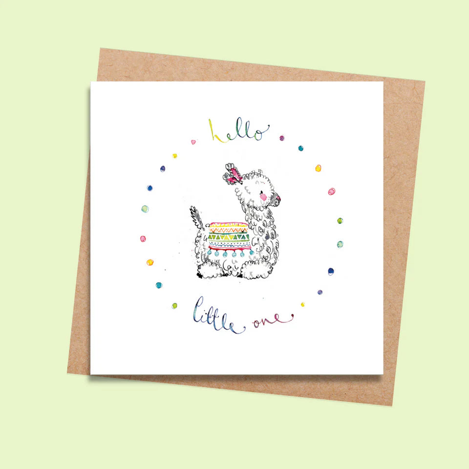 Hello Little One Baby Llama Greeting Card