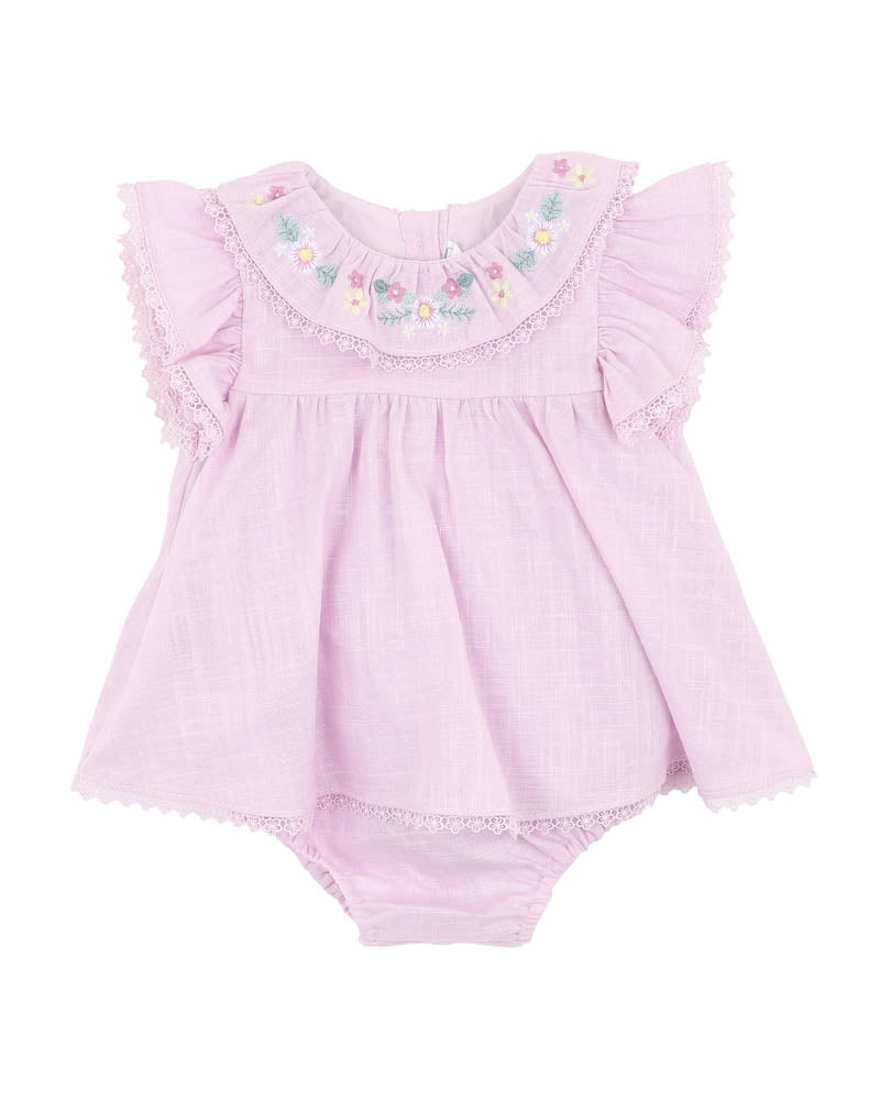 Minihaha Madelyn Embroidered Overlay Bodysuit Lilac