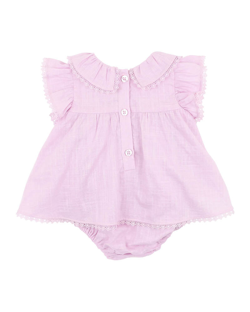 Minihaha Madelyn Embroidered Overlay Bodysuit Lilac
