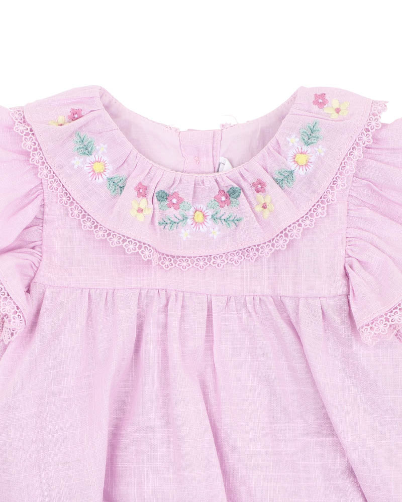 Minihaha Madelyn Embroidered Overlay Bodysuit Lilac
