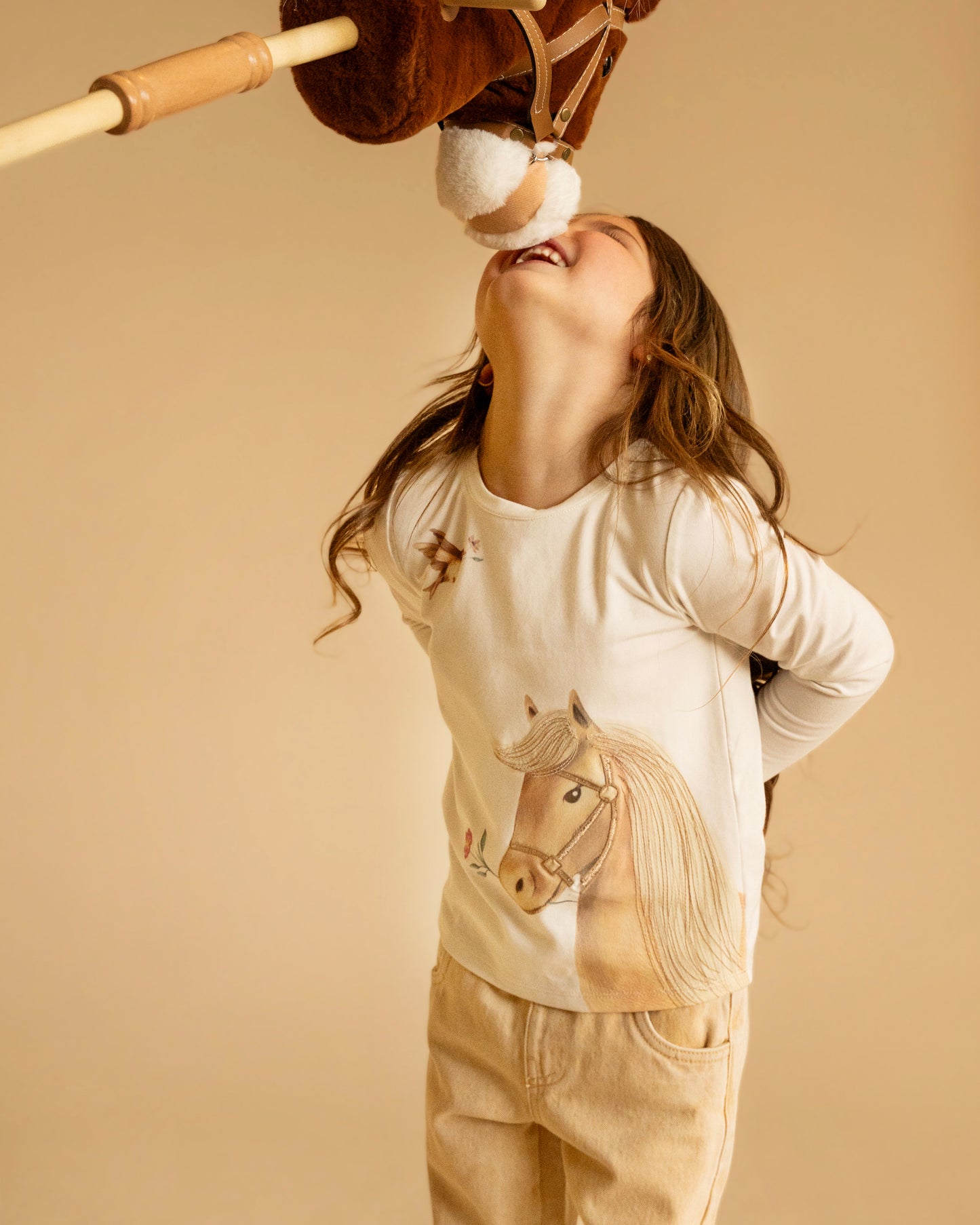 Minihaha Girls Winnie Horse Organic Long Sleeve Tee