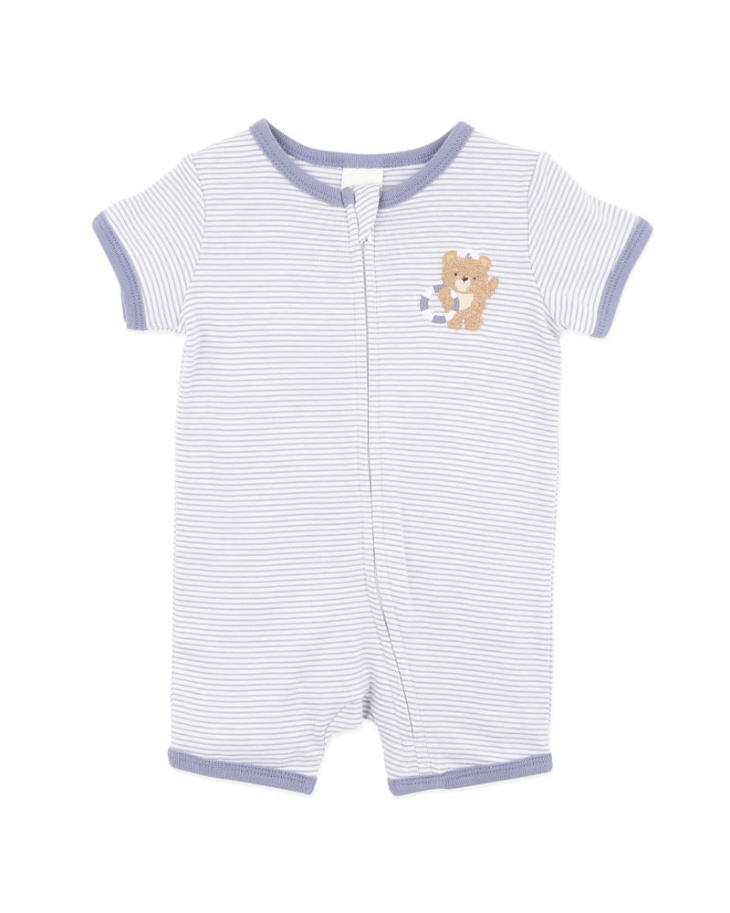 Minihaha Axel Stripe Organic Short Sleeve Zipsuit