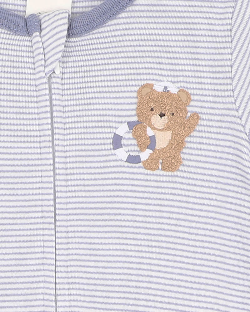 Minihaha Axel Stripe Organic Short Sleeve Zipsuit