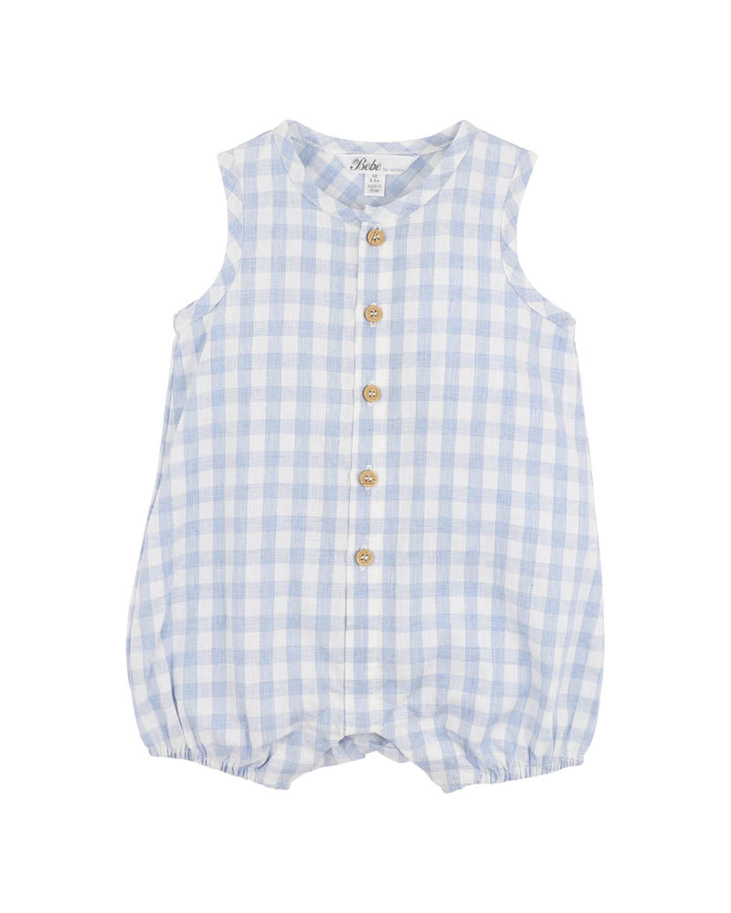 Minihaha Axel Check Romper Sky