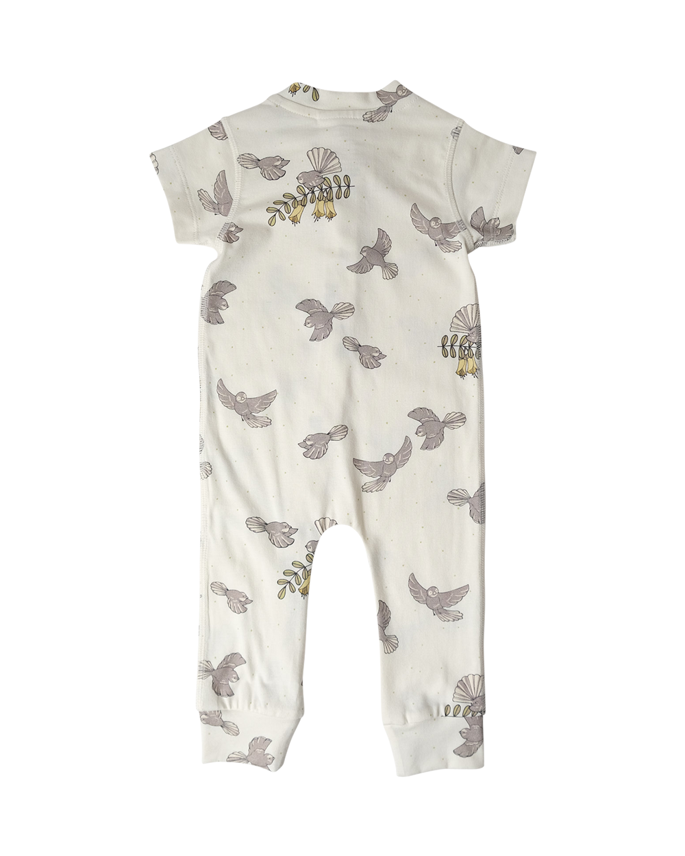 Babu Organic Cotton Short Sleeve Onesie Pīwakawaka