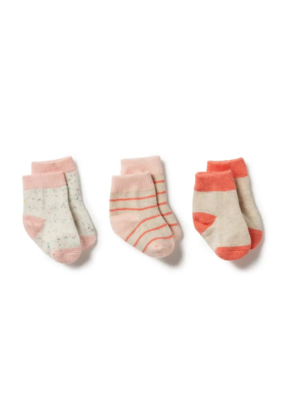 Wilson & Frenchy 3 Pack Baby Socks Silver Peony, Oatmeal, Coral