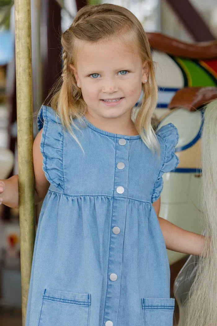 Milky Denim Frill Dress