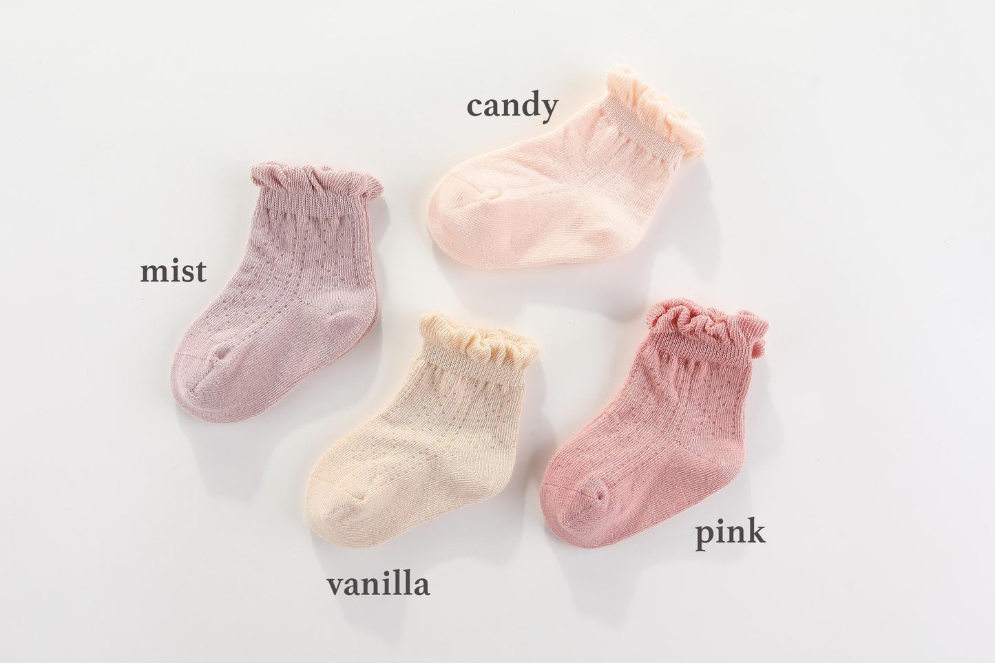 maMer Frilly Crew Socks 2 packs  - White & Pink