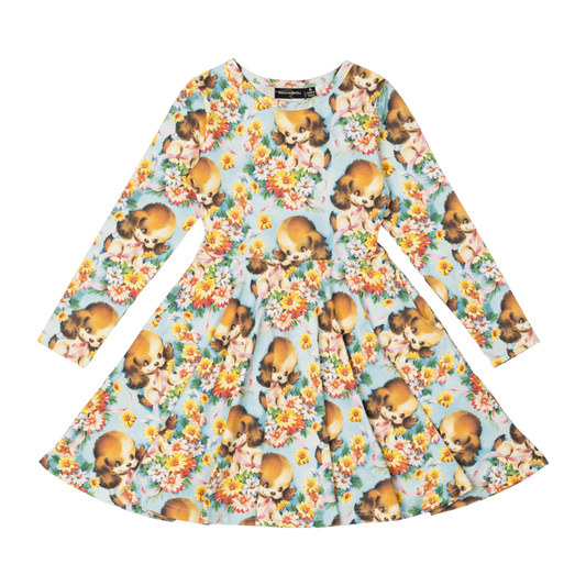 Rock Your Kid Puppy Love Long Sleeve Waisted Dress