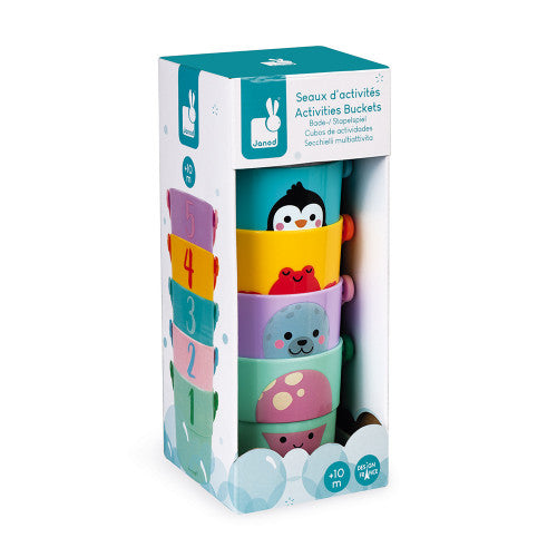 Janod Five Bath Activity Buckets Ocean
