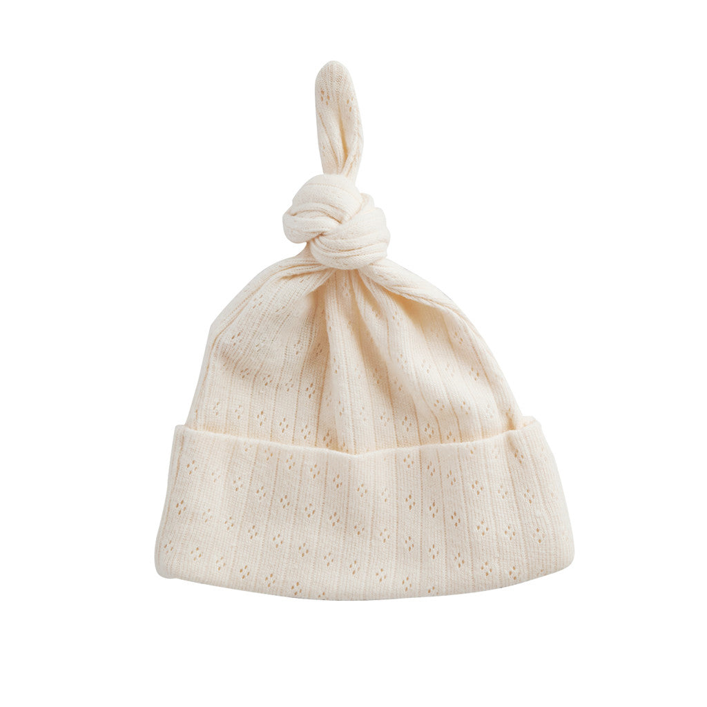 Nature Baby Knotted Beanie Pointelle Natural