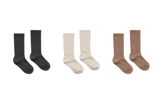 Rylee & Cru Ribbed Socks Mocha | Natural | Black