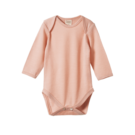 Nature Baby Merino Essentials Long Sleeve Bodysuit Rose Dust