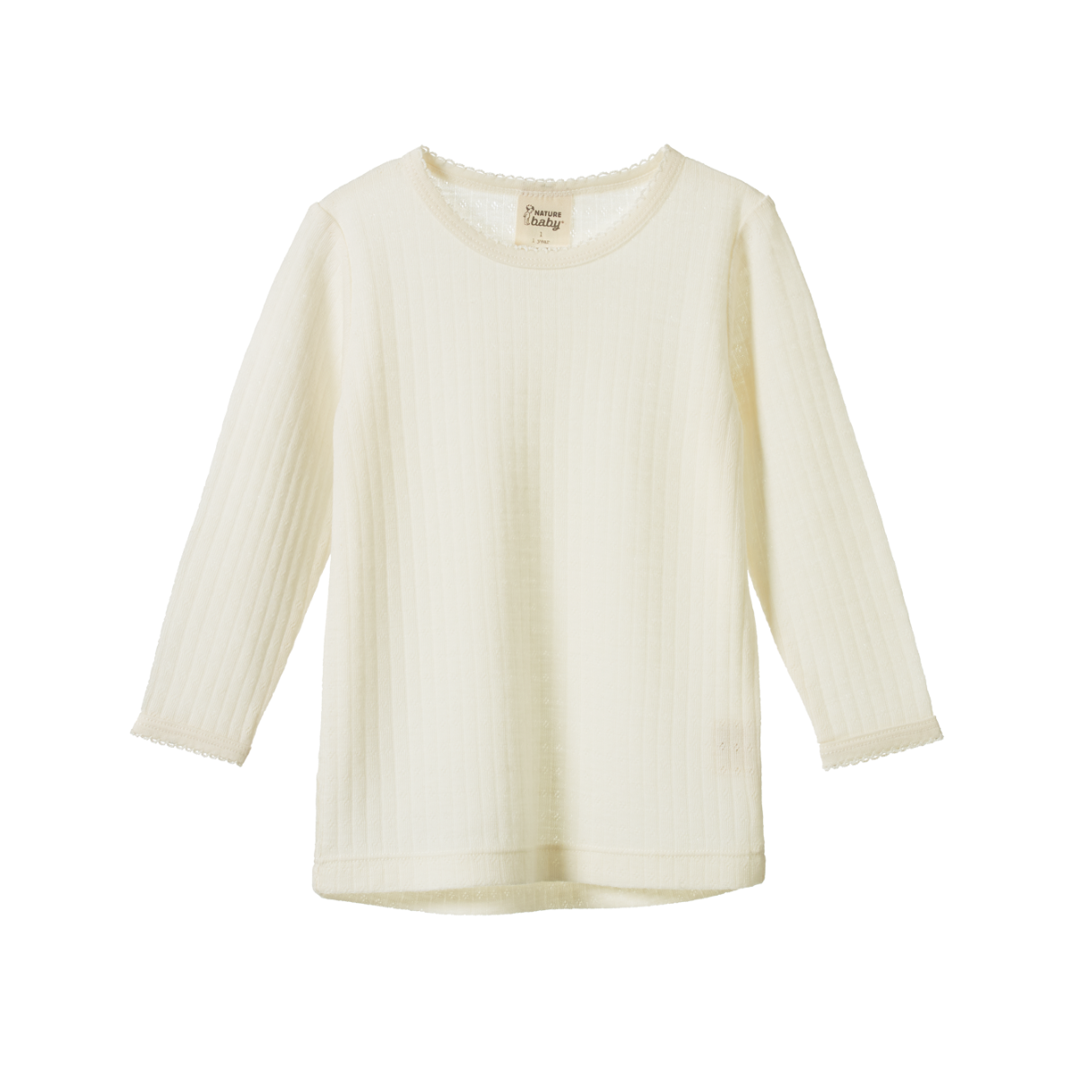 Nature Baby Merino Essential Long Sleeve Cloud Tee Pointelle Natural